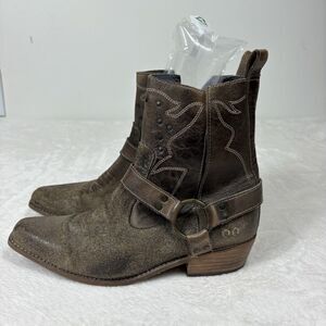 Bed Stu Women's 9.5 Canada Taupe Western Ankle Leather Boot Cobbler Distressed